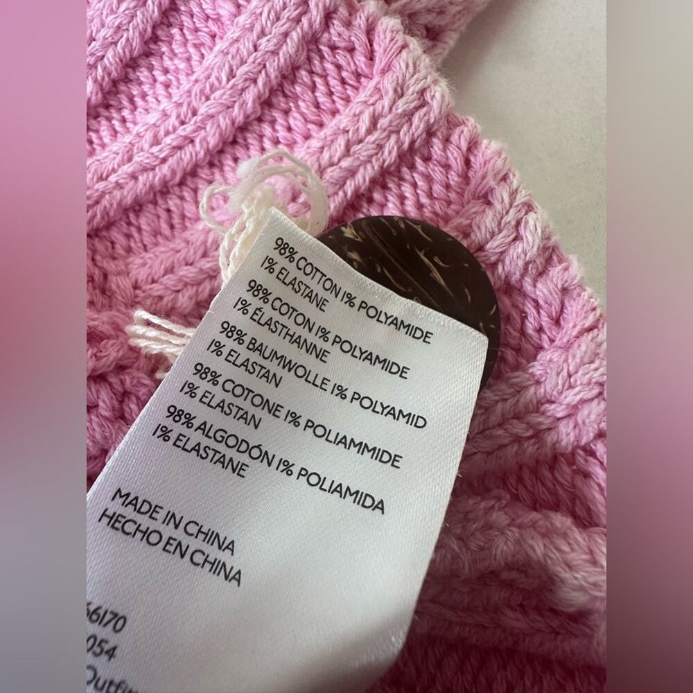 Pilcro Anthro Sweater Size Small Cableknit Cropped Cardigan Pink Shabby chic - Picture 6 of 8